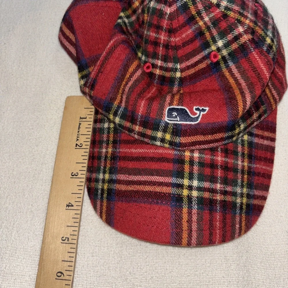Vineyard Vines Red Plaid Wool Blend Cap Preppy ‎ Heritage Adjustable Strap OS